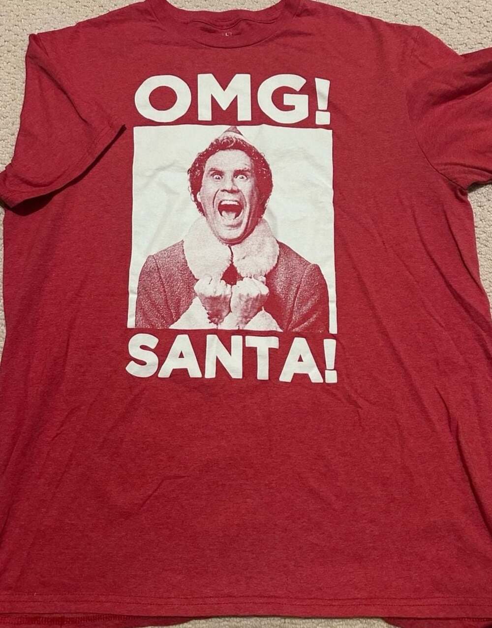 Elf Movie OMG Santa Buddy The Elf Graphic T-Shirt Red Size L